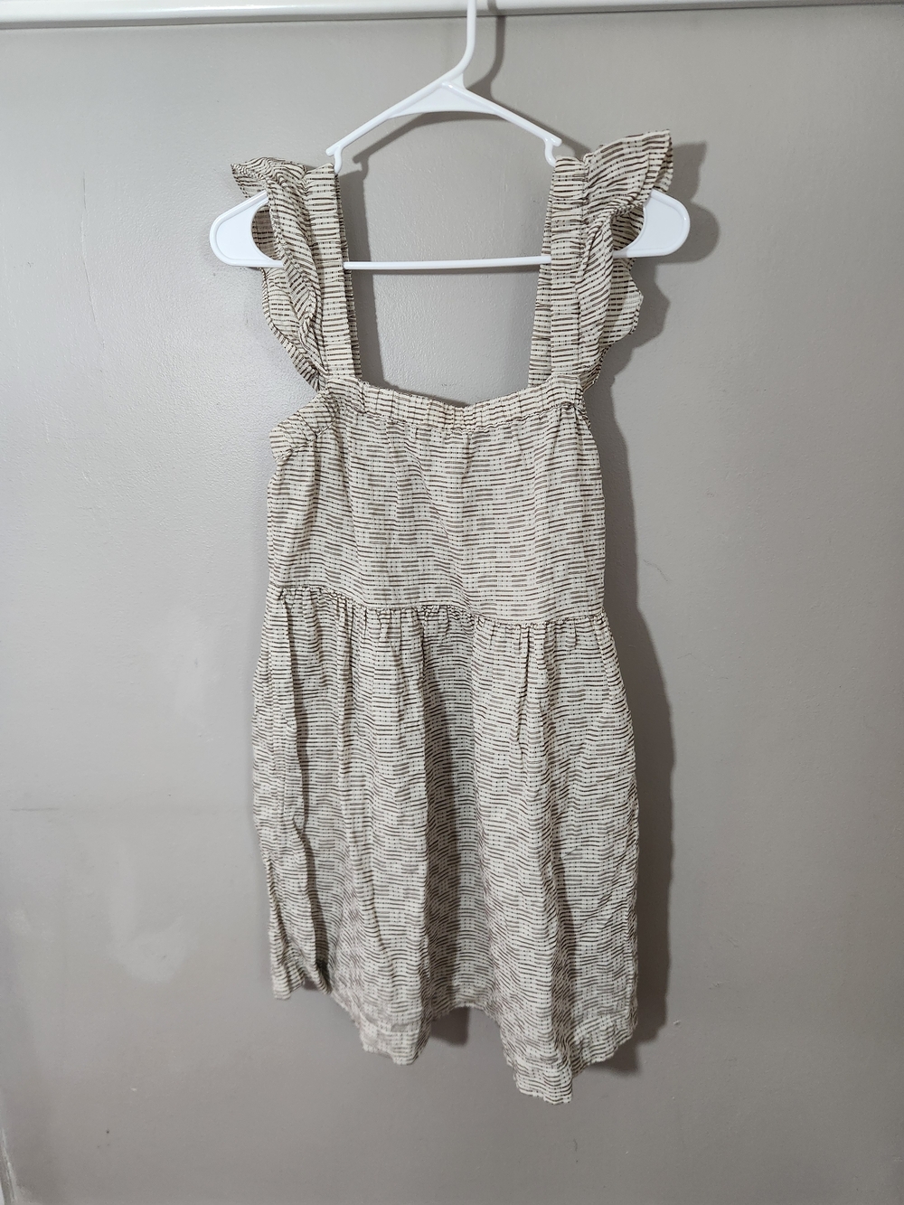Madewell Stripe Mini Sundress Ruffle Cottagecore Romantic Linen Cotton Pockets
